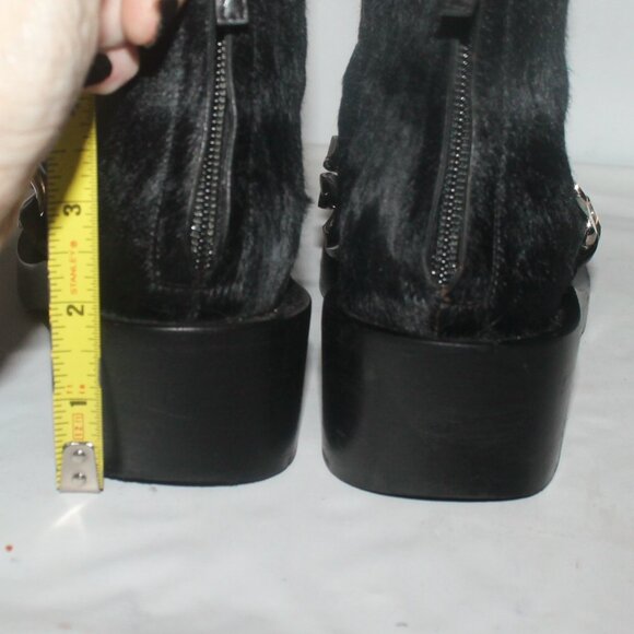 $1550 Givenchy Laura Black Calf Leather Silver Chain Boots Booties - Picture 6 of 9